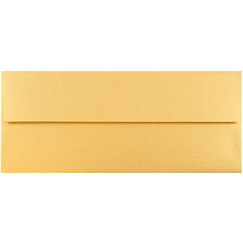 JAM Paper #10 Metallic Business Envelopes, 4 1/8&quot; x 9 1/2&quot;, Gold Stardream, 50/BX